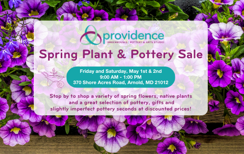 Spring Plant & Pottery Sale at Providence Greenhouses, May 1st & 2nd. Colorful flowers.